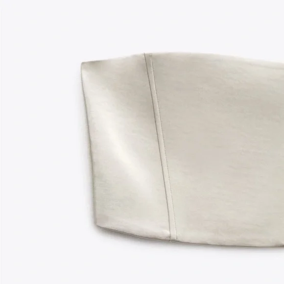 Zara Pearl Gray Satin Effect Crop Top - Picture 12 of 12